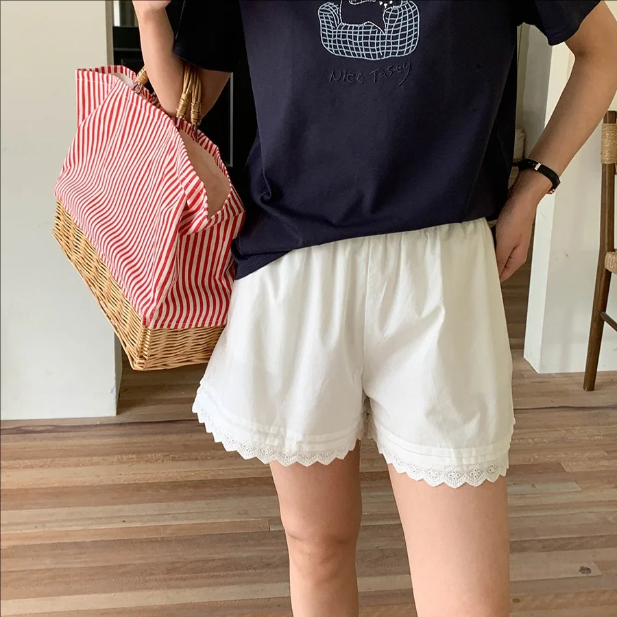 

Summer casual cotton lace patchwork shorts women