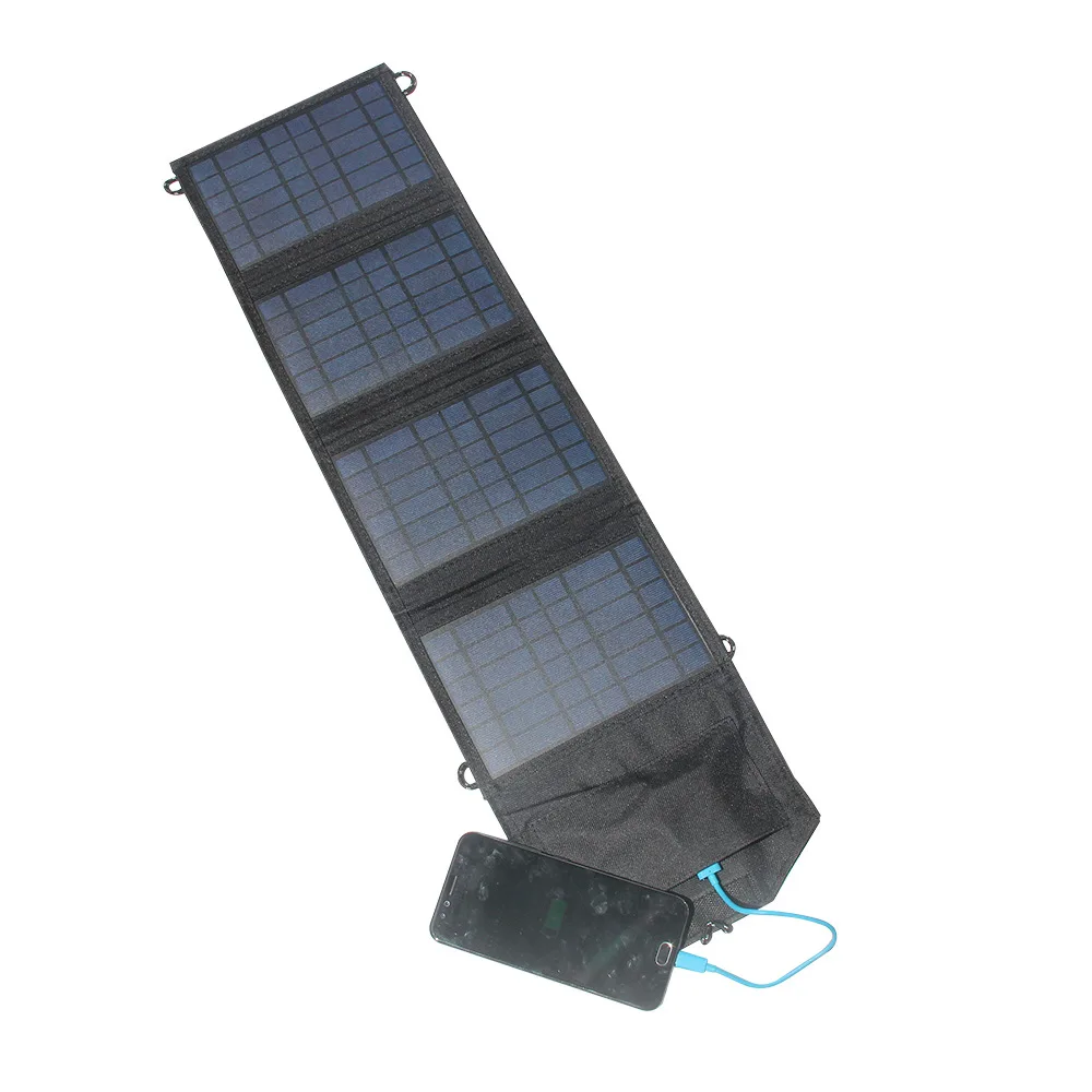 14W Portable Folding Solar Panel Charger Dual USB for Outdoor Camping Hiking Mobile Phone Fast Charging