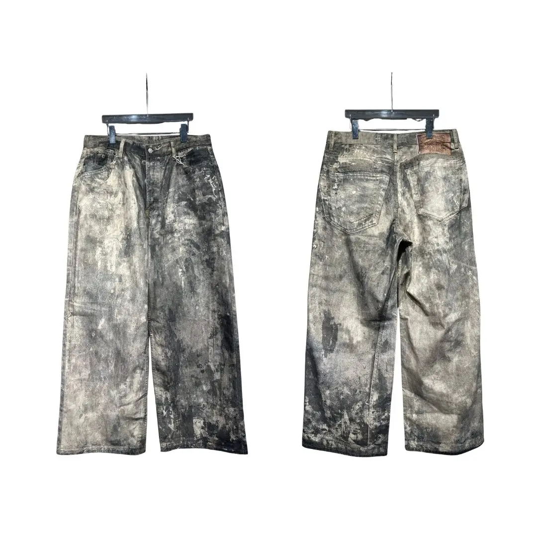 Men's Post-Apocalyptic Cowboy Pants Streetwear Y2K Vintage Denim Trousers