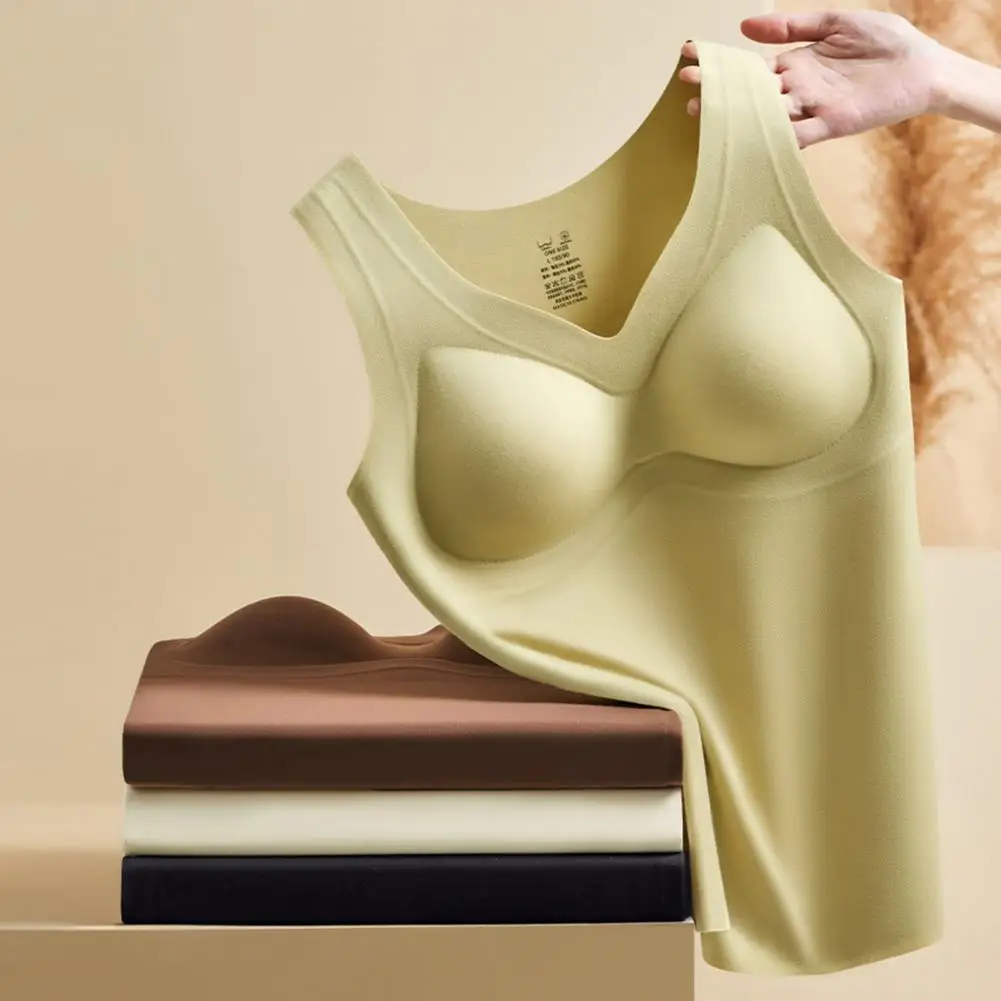 Steel Ring-free Vest Women's Thermal Tank Top Seamless Shapewear Camisole Tummy Control Body Shaper Vest Padded for Women