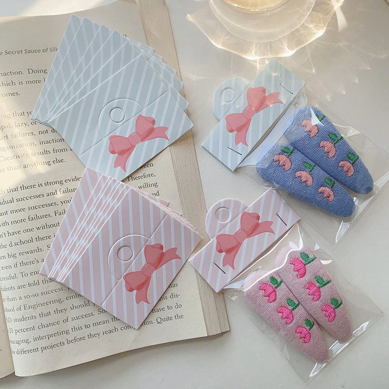 

100Pcs Foldable Packaging Paper Cards Bow Cards For Handmade Jewelry Retail Hang Tag Flowers Display Cardboard