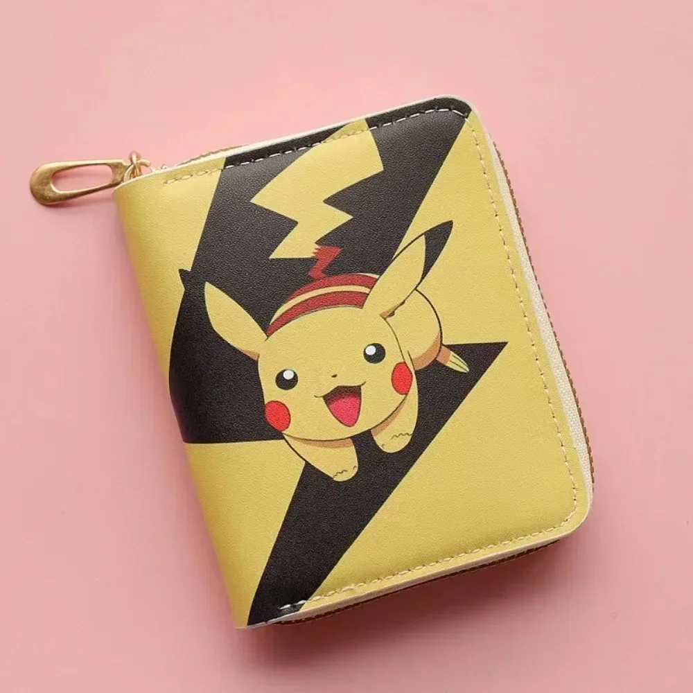 2024Pokemon portfel japońska kreskówka śliczna portmonetka wokół Pikachu portfele moda skórzany portfel na zamek błyskawiczny prezent urodzinowy dla