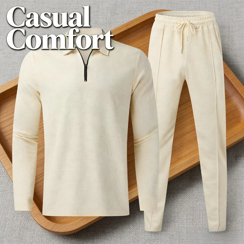

Breathable Men Long Sleeve Two Piece Set Comfortable Casual Fitness Sports Training Outfit