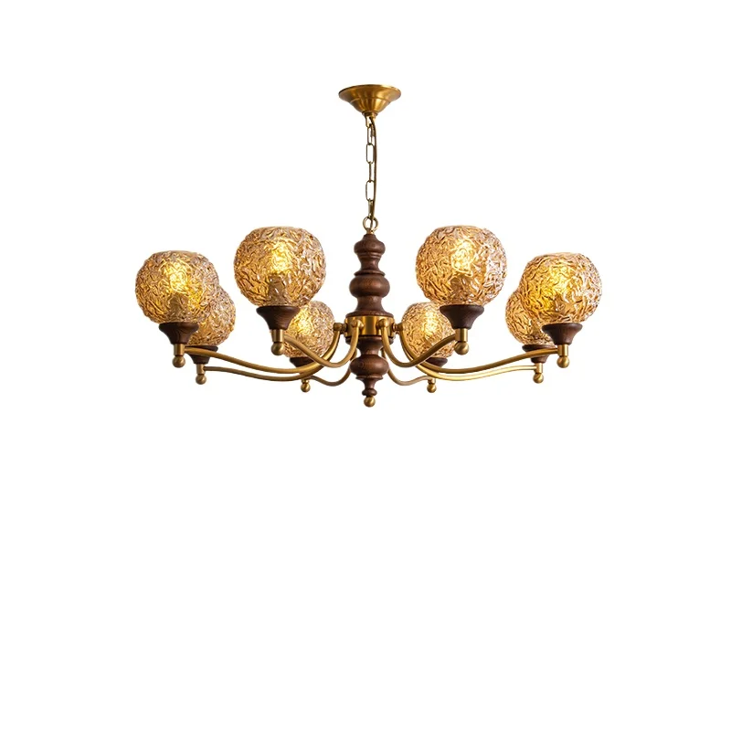 

French antique chandelier living room pure copper American retro bedroom simple high-end dining room lamps