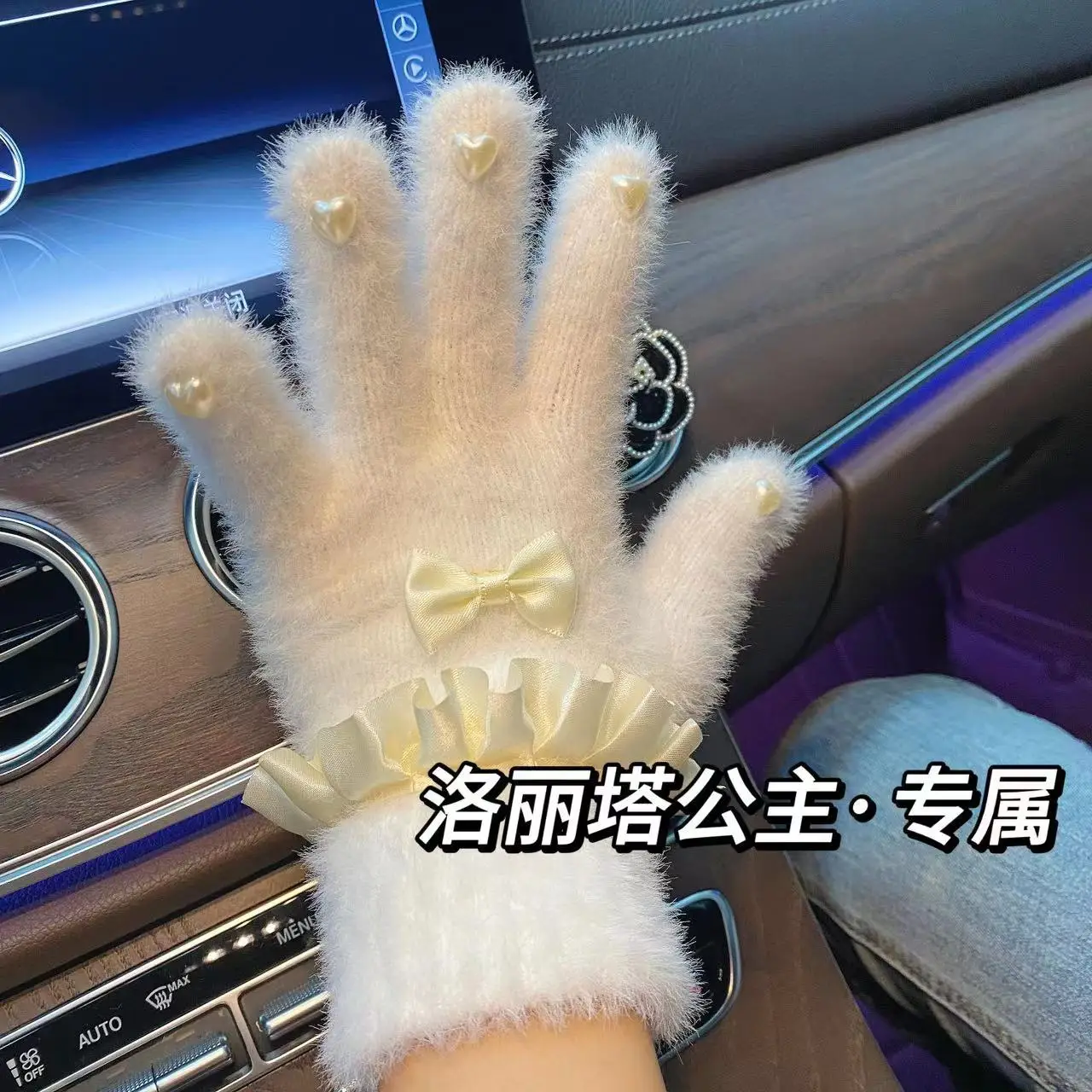 Kawaii gloves for female winter students, cute and beautiful Instagram warm bow hand socks gloves