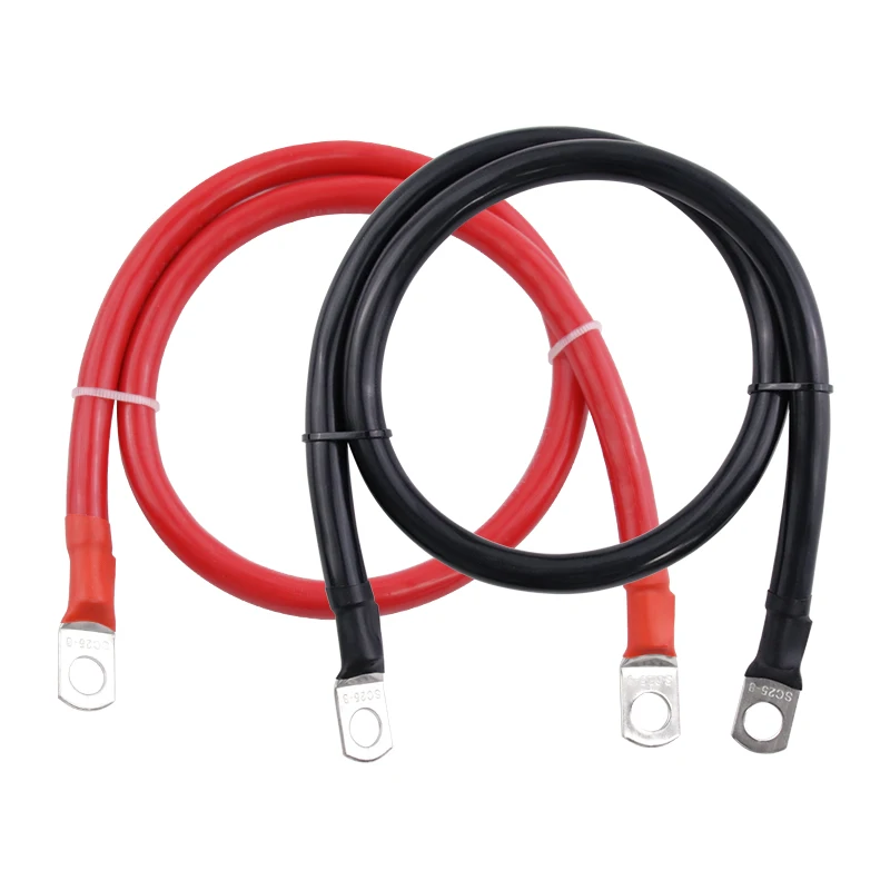 Soft Car Battery Wire PVC Cable With M8 Lug Red Black 8/6/4AWG Electrical Wire for Auto RV Solar Panel Inverter Length 20~100cm view 5