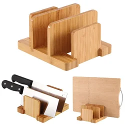 Multifunctional Durable Creative Bamboo Cutting Board Storage Rack Pot Lids Holder Kitchen Supplies Gadgets For Restaurant