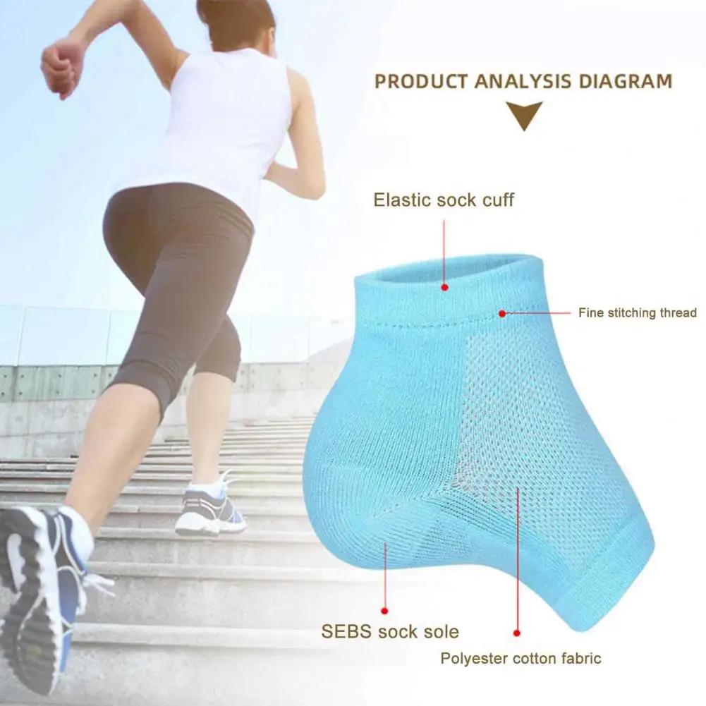 1 Pair Breathable Heel Cushion Inserts SEBS Height Increase Shock Absorbing Pads with Mesh Sleeve NonSlip Invisible Foot Lifters