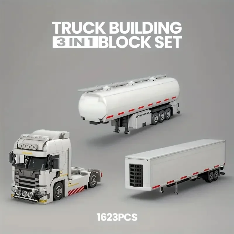 Blocs de construction de tête de camion européen, conteneur connectable, modèle de remorque, briques, jouets éducatifs de bricolage, cadeaux pour enfants, 421 pièces