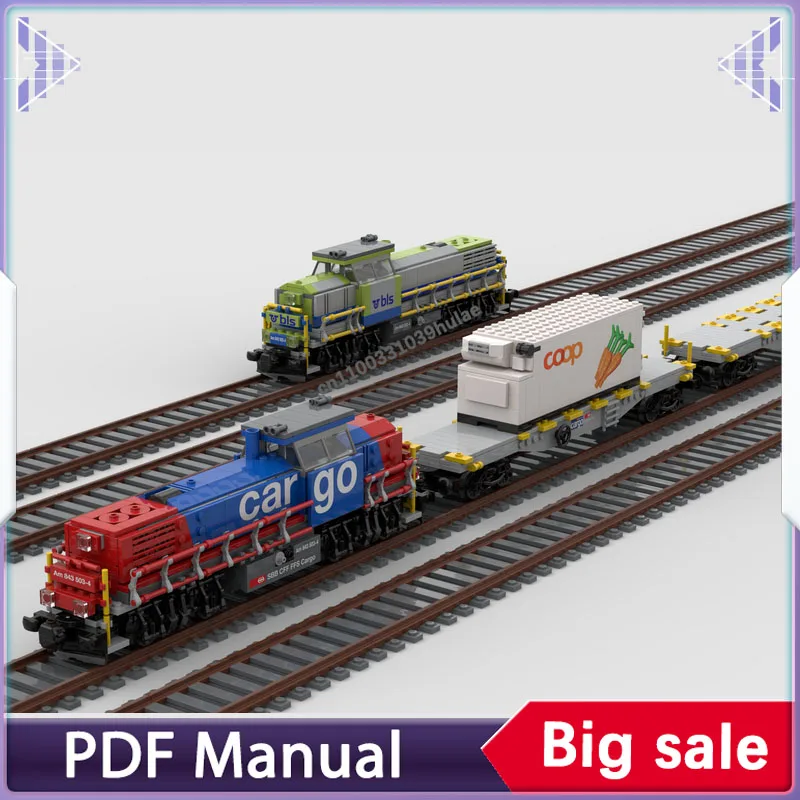

Building Blocks Train Swiss Diesel Locomotive AM843 - SBB Cargo Brick Models DIY Assembly Collection Toys Christmas Gifts