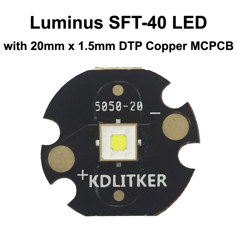 Luminus SFT-40 Long Range High Power SMD 5050 LED on KDLITKER DTP Copper MCPCB Flashlight DIY