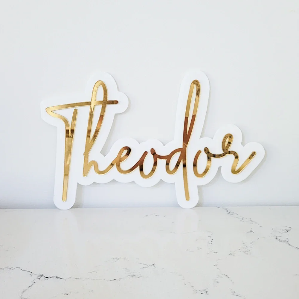 3D Custom Baby Name Sign Bilayer Acrylic Name Plate Mirror Acrylic Nursery Decor Teen Bedroom Wall Plate Decor Laser Cut Name