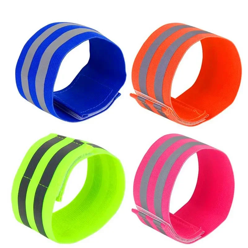 2PCS Running Reflective Arm Bands for Wrist Ankle Leg LED Reflector Armband Night Cycling Safety Light Tape Led Bracelet Strap