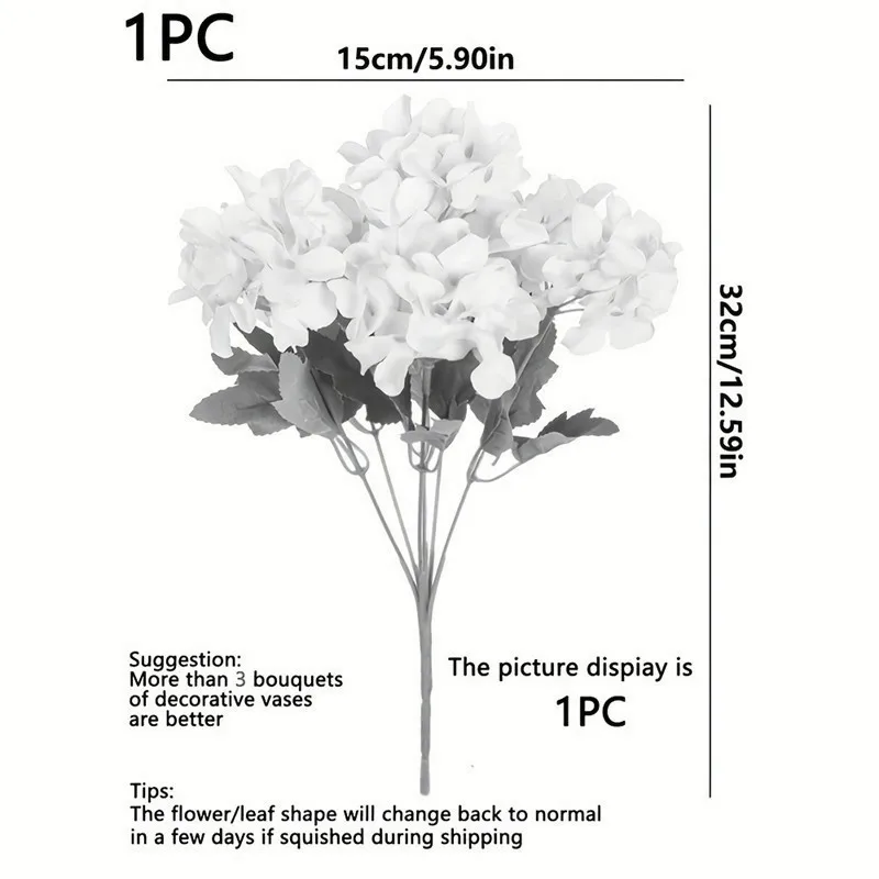 ดอกไฮเดรนเยียผ้าไหมประดิษฐ์ 1/3 ชิ้น สำหรับงานแต่งงาน ช่อดอกไม้เจ้าสาว ตกแต่งบ้าน แจกัน ห้อง สวน ผนัง เทศกาล ของขวัญ DIY ของตกแต่ง ขายดี