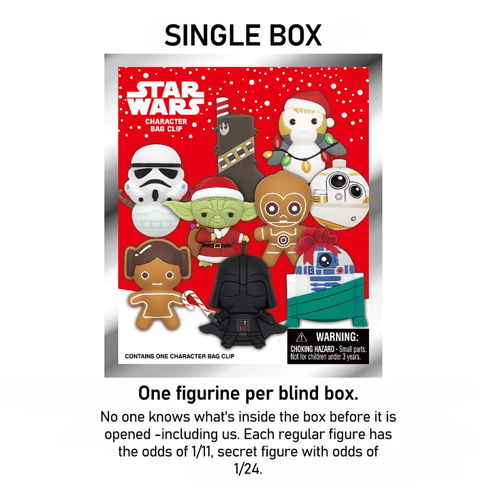 Oficjalnie licencjonowane figurki Star Wars z PVC w formie blind box - Darth Vader, Yoda, R2D2, Szturmowiec - Świąteczna Kolekcja Prezentów 1 szt. Star Wars