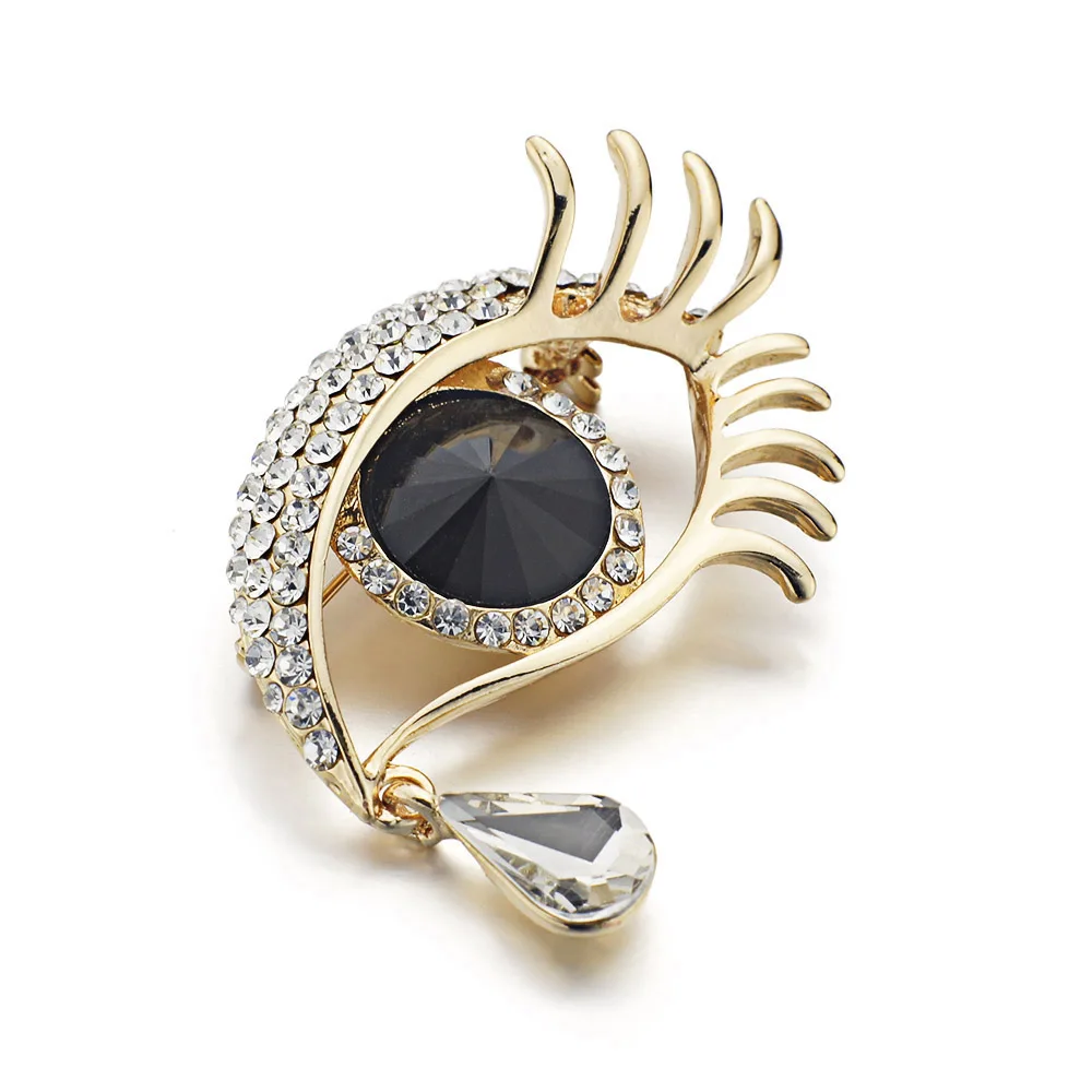 Charm Eyes Tear Drop Crystal Brooch Pin Clothes Accessories Jewelry Brooches For Wedding Z021