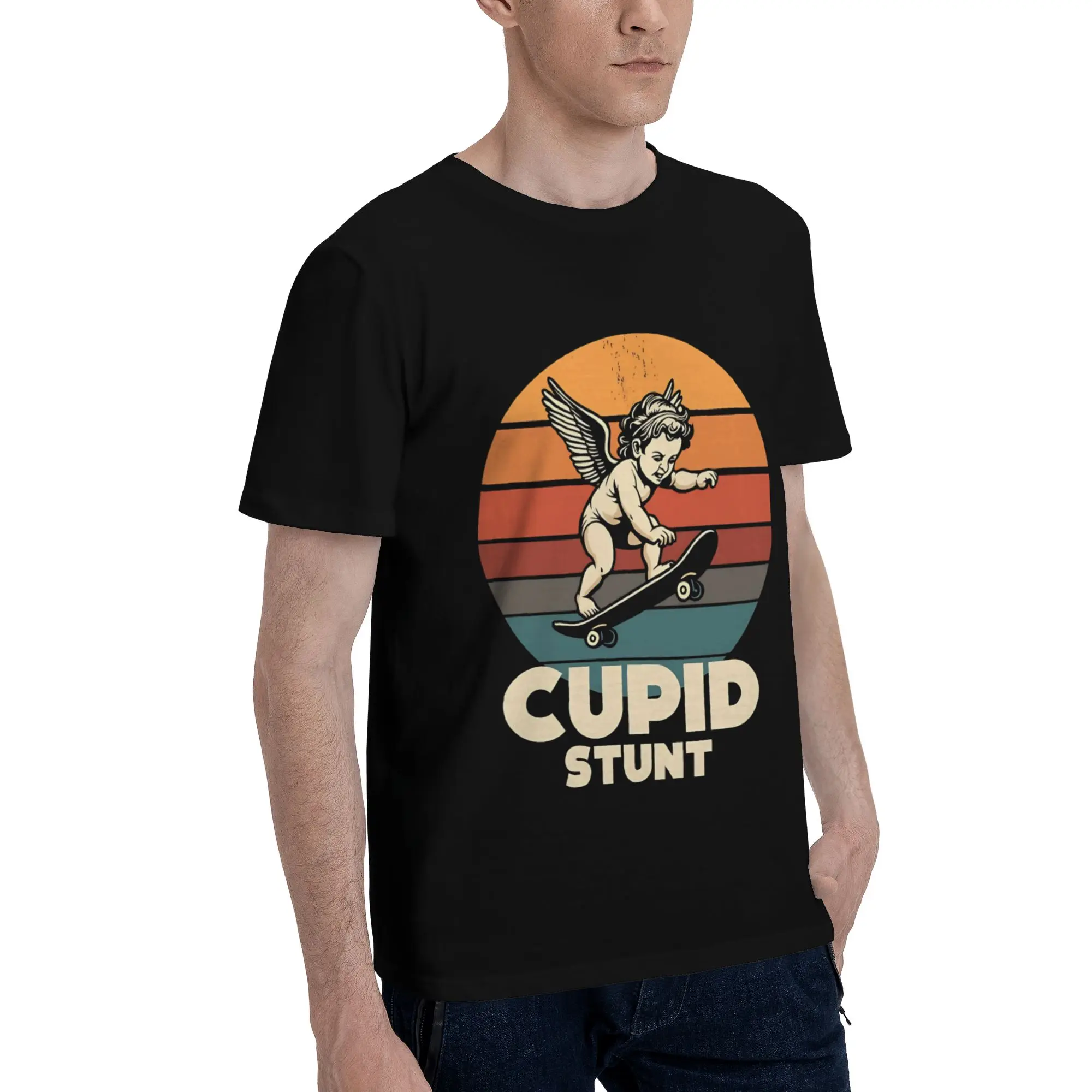Retro Angel Skater Men T Shirts Skateboard Fashion Tees Short Sleeve Crewneck 100% Cotton Party Clothes T-Shirt