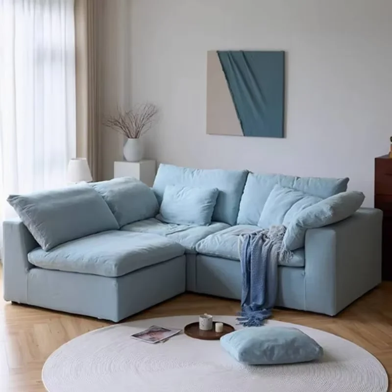 Queen European Living Room Sofas Armchair Blue Recliner Sleeper Sofas Lounges Daybed Modern Divano Da Soggiorno Home Furniture