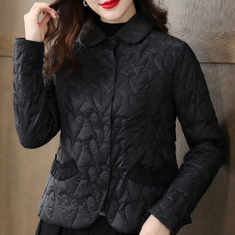 Women's Winter Top Coat Cotton Coat Square Neck Lightweight Short Simple Comfortable Casual New Soft Niche Versatile Skinny