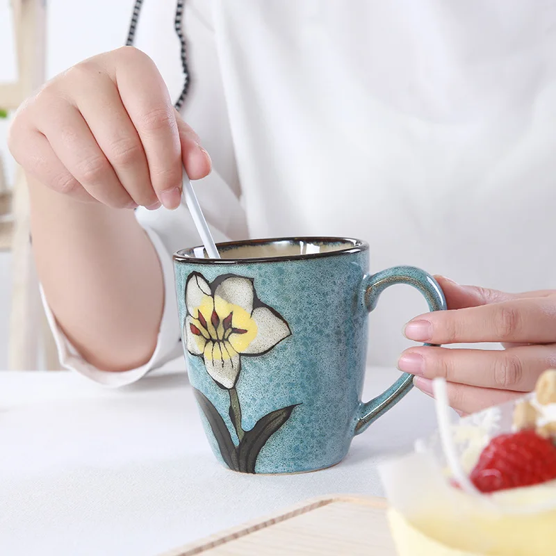 

Ceramics Personalized Retro Hand-painted Small Flower Creative Mug Simple Drinking Ceramic Cup