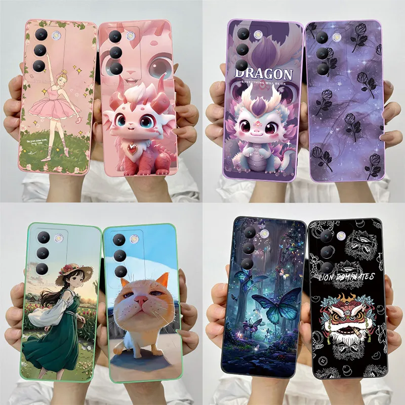 Sweet Soft Silicon Phone Case for Vivo Y100 4G Y200Ee 5G Fashion Painted Novel Style Cases for VIVO V30 Lite 4G V40 SE 5G Covers