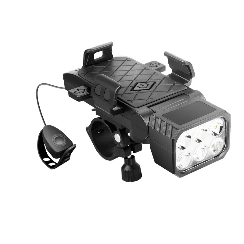 AliExpress cycle zone 3-in-1 Bicycle Front Light with Horn & Phone Holder 6 LED Bike Light 2400mAh Bike Headlight Flashlight for Night Safety Riding