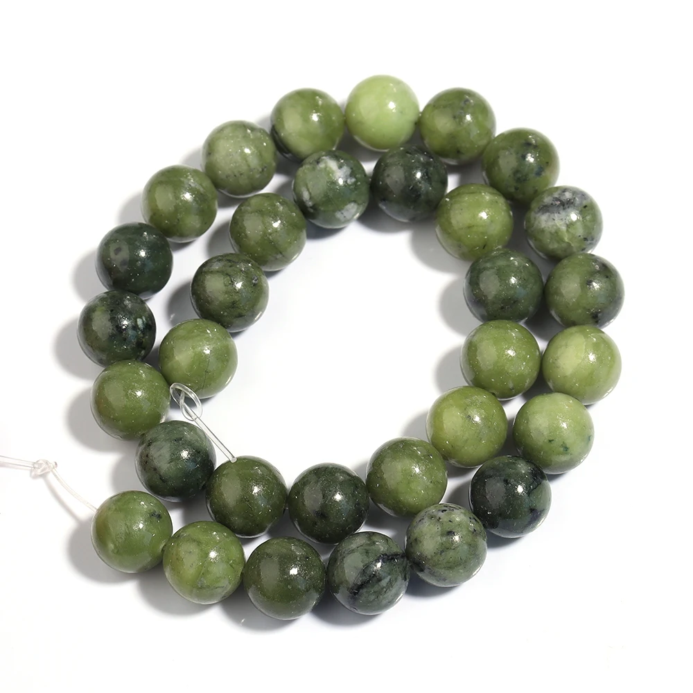 1 strand/Lot Green Southern Jade Beads Natural Stone Beads for Jewelry Making DIY Bracelet Necklace Jewelry Accessories Wholesal