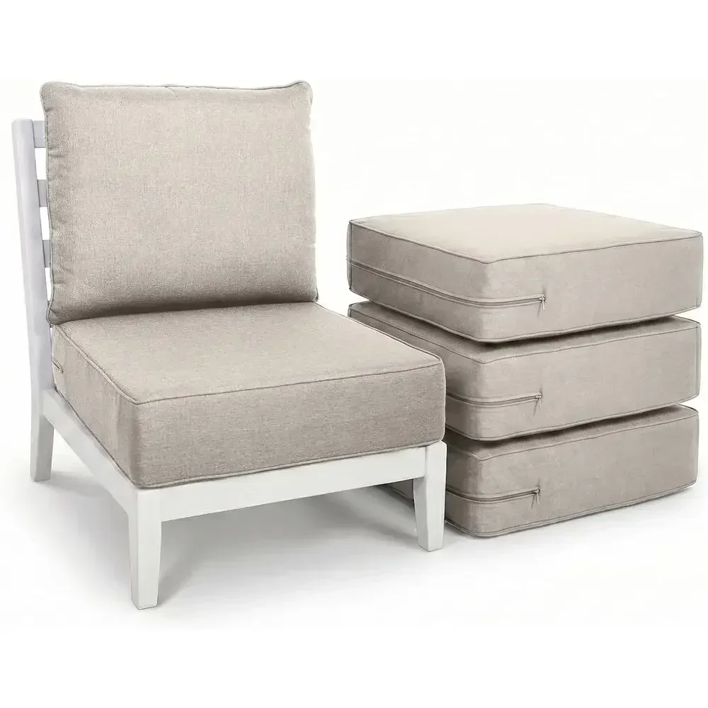 24 x 24 x 6 Inch Outdoor Seat Cushion Set - Water-Resistant, Removable Covers for Patio Chairs