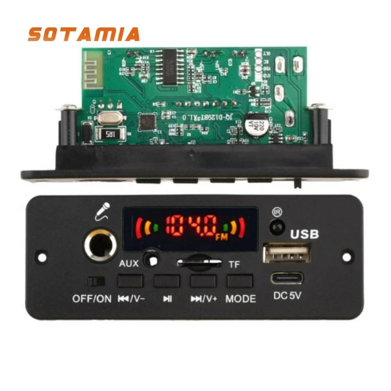 SOTAMIA DC5V امدادات الطاقة مكبر كهربائي مجلس 2*5 واط بلوتوث 5.0 وحدة MP3 فك مجلس ضياع فك يدعم الميكروفون