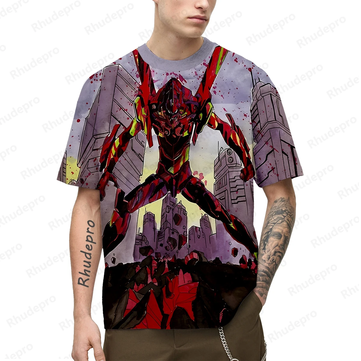 Мужская футболка с принтом аниме Neon Genesis Evangelion, Детские принадлежности, 100-5XL, новая модная уличная одежда в стиле хип-хоп, 2024