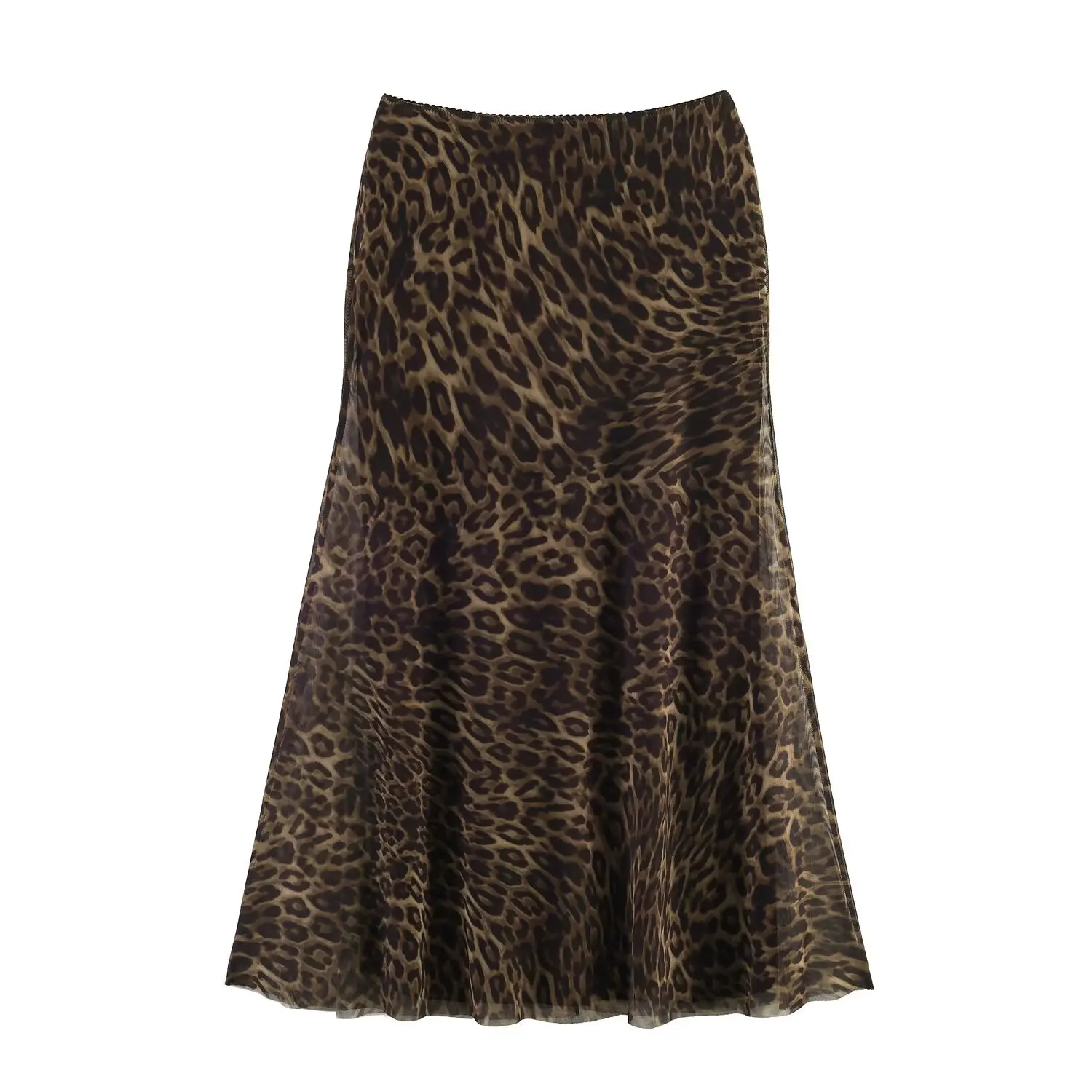 Fashionable Animal Print Silk Net Skirt Women's Cross-Border Apparel Organic Cotton Casual Straight Midi Skirt Youth Summer