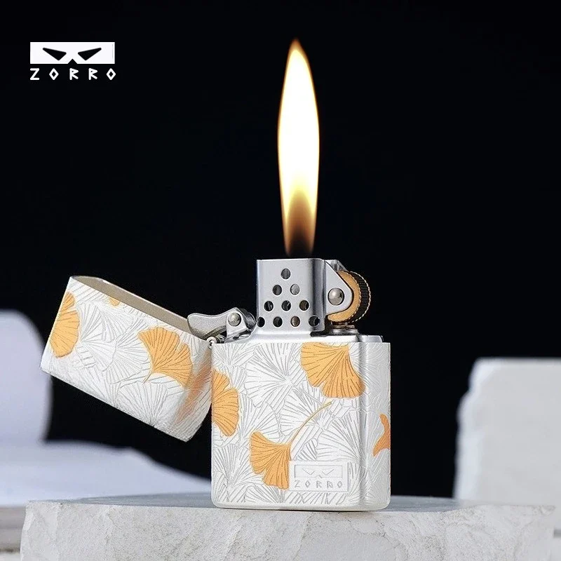 Zorro's Second-generation Five-sided Finely Carved Copper Shell Kerosiene Lighter for Boyfriend High-end Cigarette Lighter