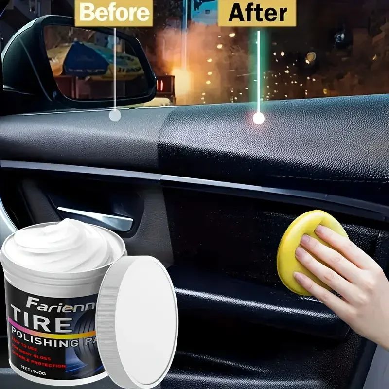 

Крем для обновления салона автомобиля - 140 г. Ремонтный агент для черных глянцевых пластиковых деталей, воска для приборной панели, обновления сидений и средство для блеска шин.