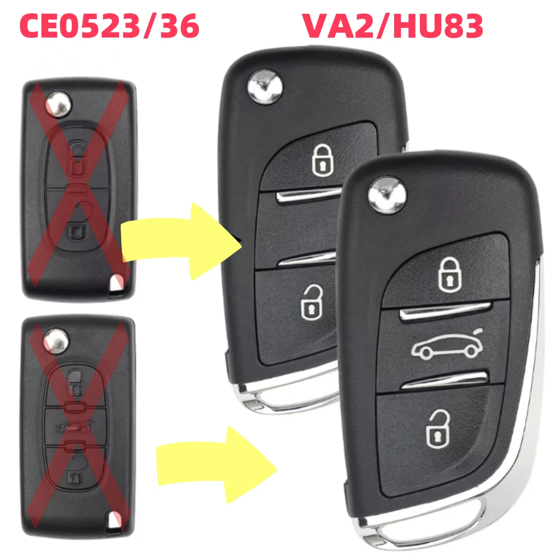 2/3BUTTONs CE0523 Modified Car Key Shell For Citroen C2 C4 C5 Berlingo Xsara Picasso For Peugeot 306 407 807 Partner VA2/HU83