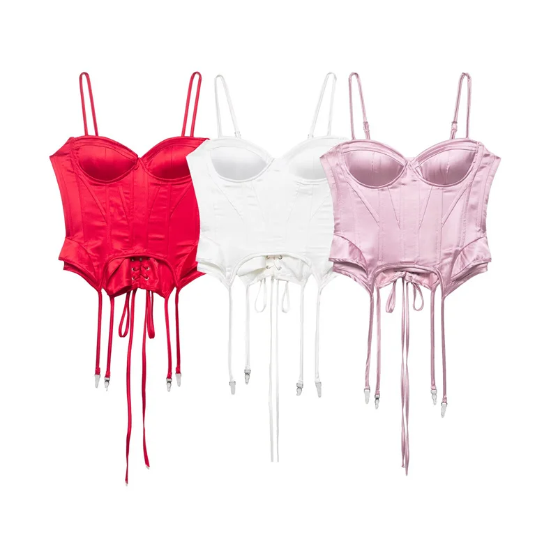 

Летний женский топ-камизоль 2026: Новая модная безрукавка с открытой спиной, короткий элегантный женский топ