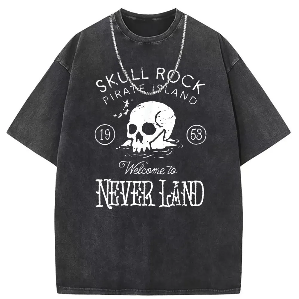 Skull Rock Tshirt Washed For Men Cool Sweatshirts Hip Hop New Design Sportswears Long Sleeve Clothing Shirt Camisa