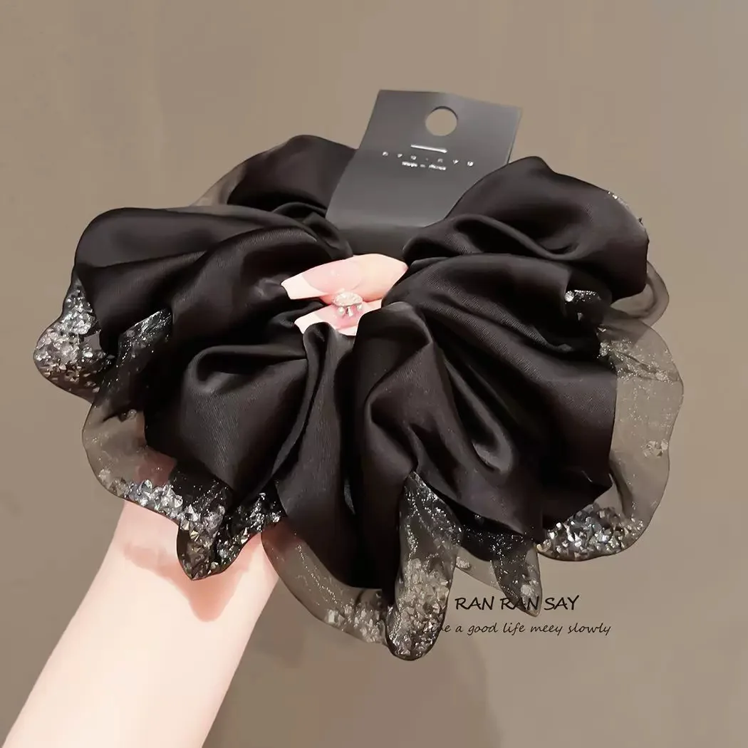 Elegant Top Grade Print Chiffon Large Intestine Scrunchie For Women Lady Hair Tie Hair Band Hair Ring Fashion Hair Accessories view 2