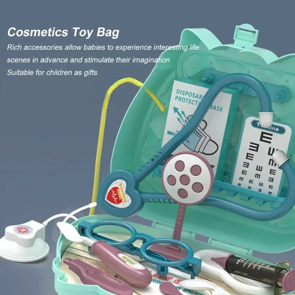 Set per trucco per ragazze con borsa a tracolla Giochi di finzione Kit da dottore Borsa da viaggio Gioca con il cibo Giocattolo Set da gioco per gelato per bambini Regali per bambini