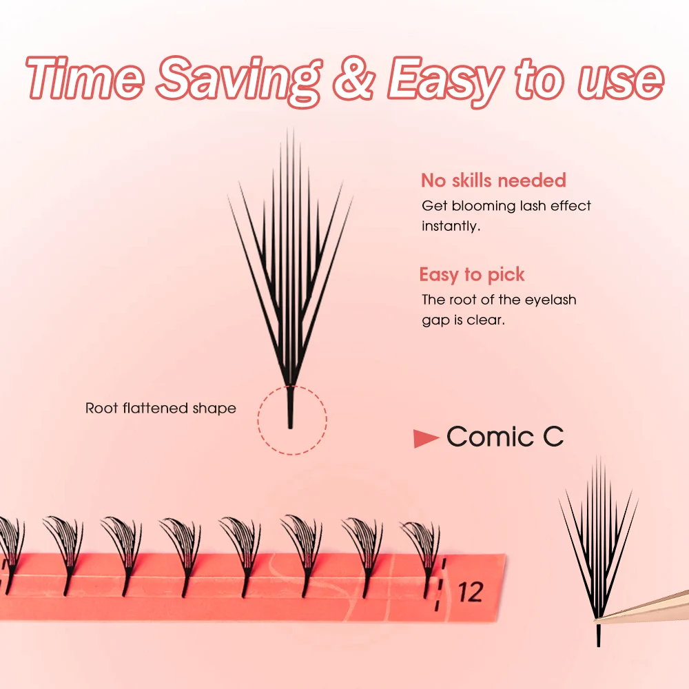 Merrdear Matte Black Spire Lashes Automatic Flowering Premade Fans Eyelashes Extensions Individual Volume False Lashes Beauty