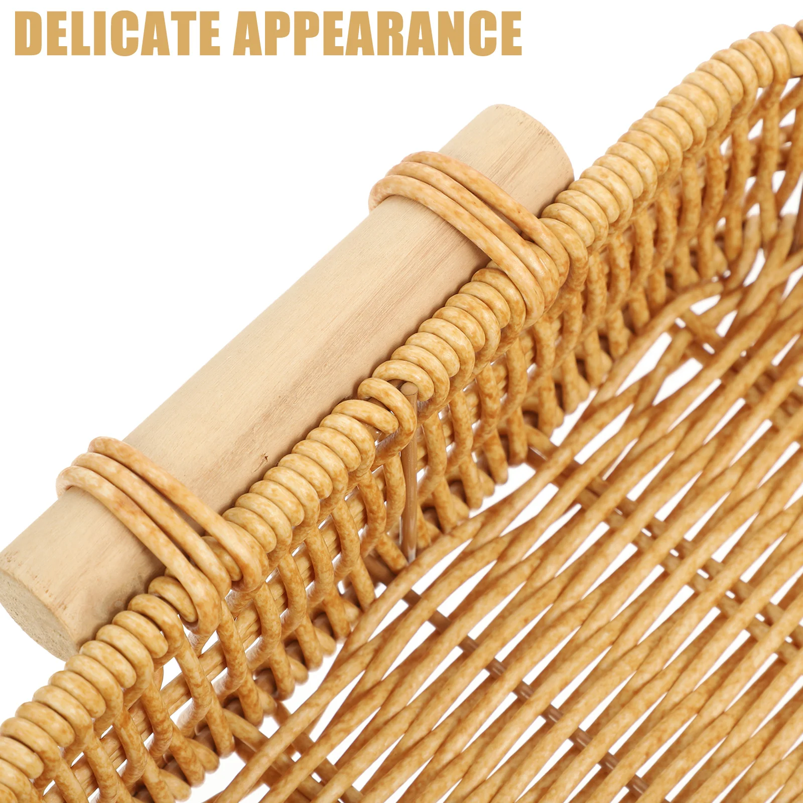 

Hand-Woven Woven Storage Basket Bread Tray Fruit Container Kitchen Home Organizing Rustic Basket Desktop Serving Tray