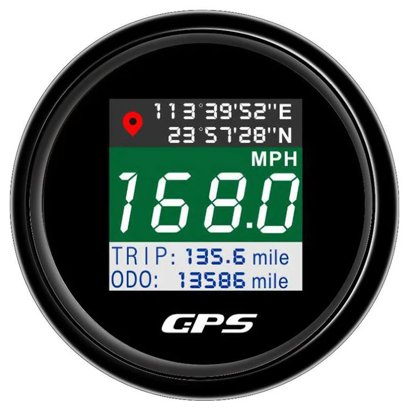 

52mm 0-999.9Km/H Mph Knots Show Digital GPS Speedometers Led Odometers Trip Meters with GPS Antenna for Car Truck Boat Yacht