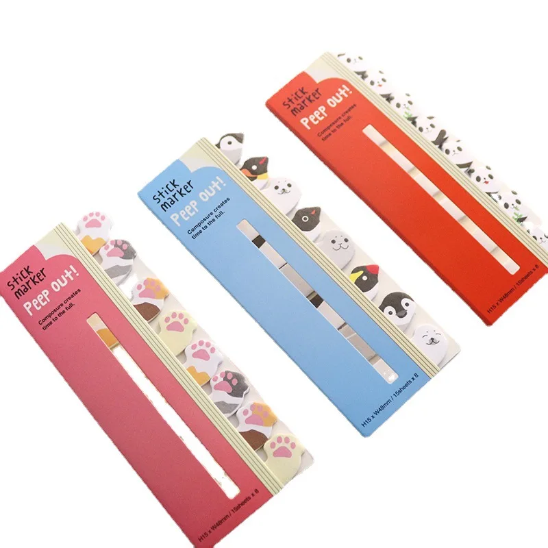 160 Sheets Self Adhesive Memo Pad Cute Stationery Animal Bookmark Sticky Notes School Supplies Marker Memo Sticker