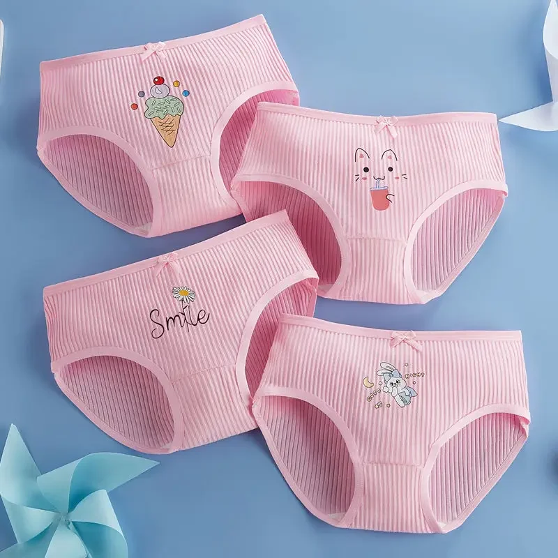 Teen Girls Antibacterial Panties Summer Children Clothing Thin Cotton Print Underwear Kids Cute Briefs Baby Breathable Knickers