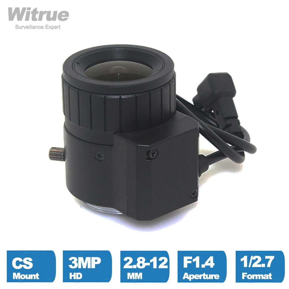 Witrue 3MP lenses 2.8-12mm Varifocal HD CCTV lens F1.4 Auto Iris CS Mount lens for IP Security Surveillance Cameras