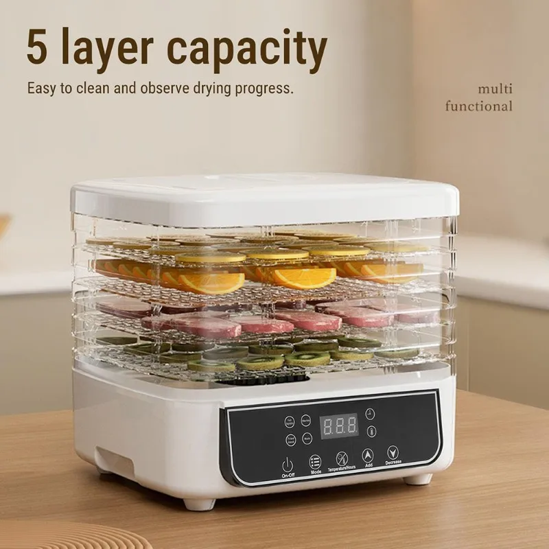 Food Dehydrator 5-Tier Electric Fruit and Vegetable Dryer with Smart Touch Control for Fruits Vegetables Meat Snacks EU Plug