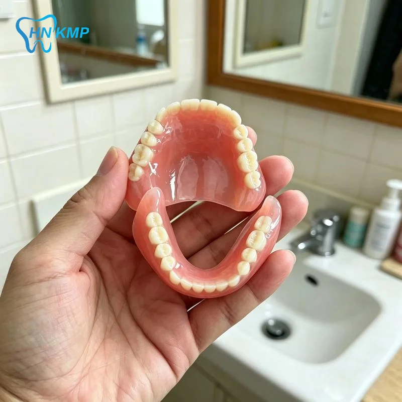 Upper Lower Fake Teeth Dentures Handmade Soft Silicone Comfortable Natural Fit Braces for Cosmetic Dental Use