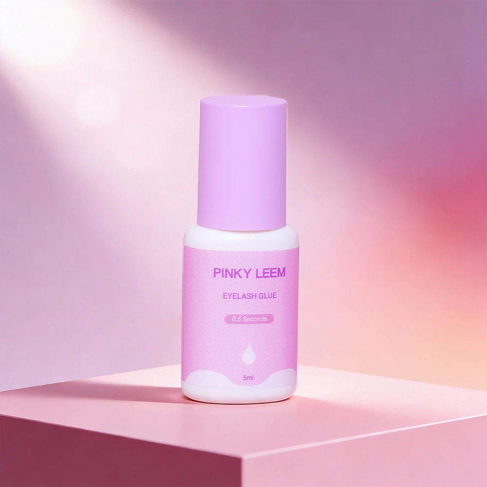 

Pinky Leem Customized Logo Super Strong Korean Eyelash Extension Glue - Black - 0.5 Second Quick-Drying Eyelash Glue