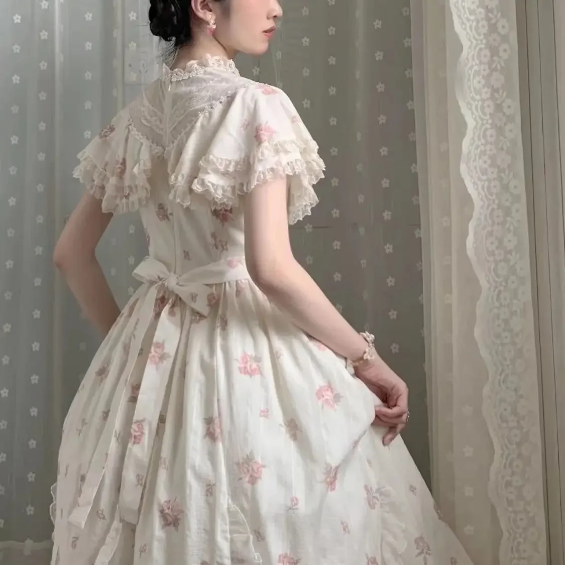 

Princess Dress Lace Flower Fairy Summer Vintage Frock Lolita Romantic Victorian Ceremonial Dresses Female 2025 Spring