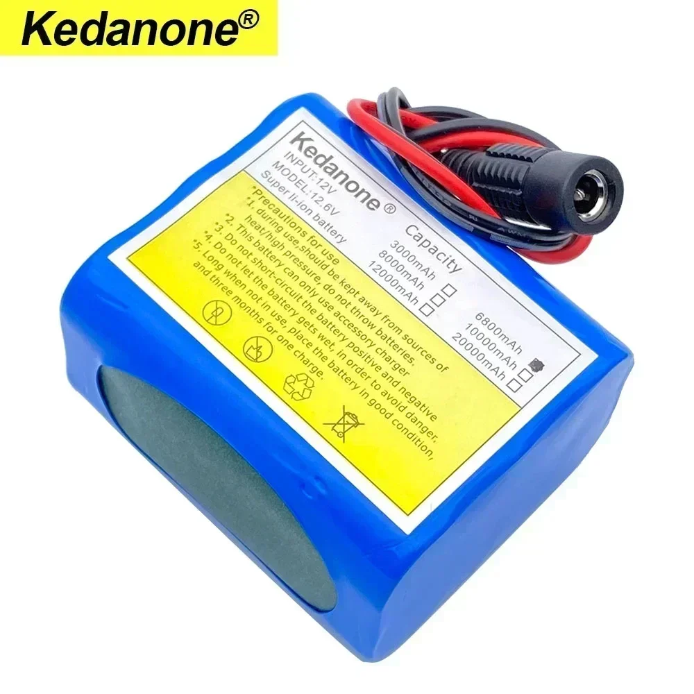 12V 3000mAh 6800mAh 12000mAh 20000mAh 18650 Battery Rechargeable Lithium Battery Pack With 12.6V Charger + Bms Protection Board