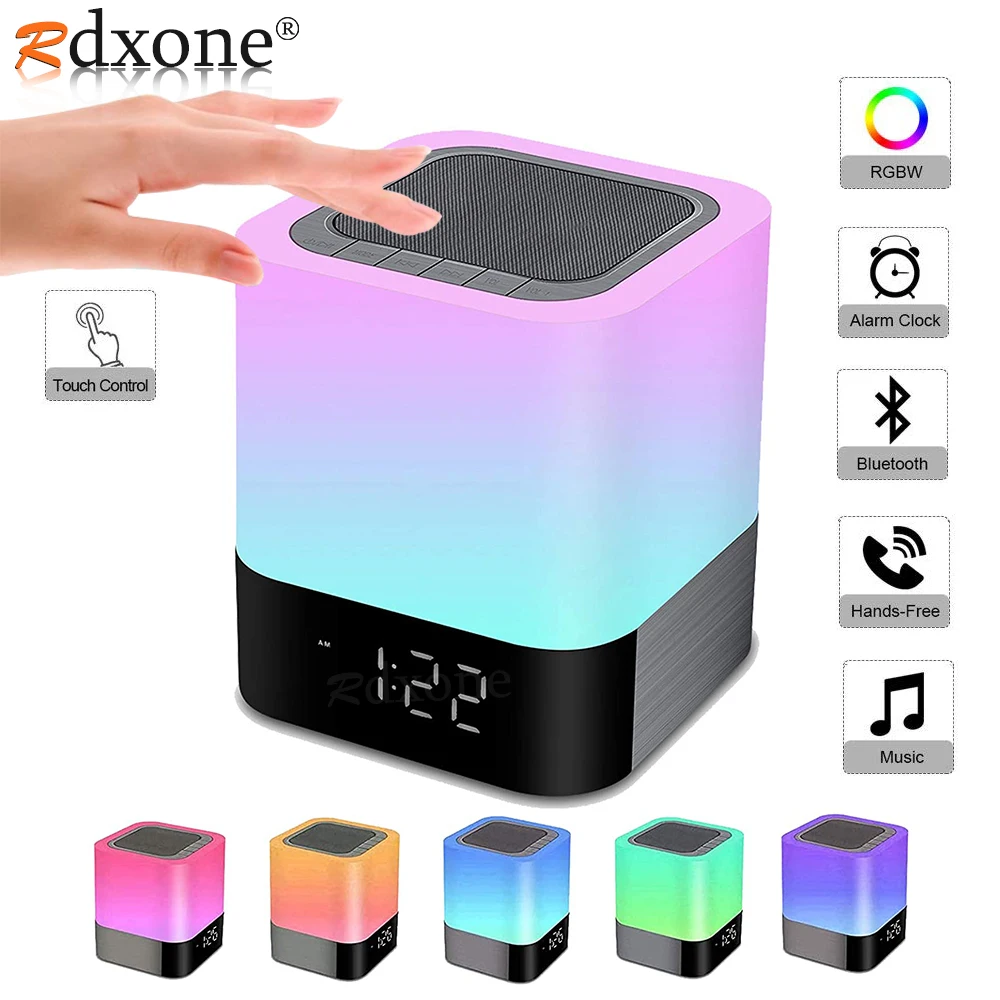 Wireless Bluetooth Speaker Lamp With LED Touch Night Light,Clock,MP3,RGB Multi-Color Changing Night Lights, All in 1